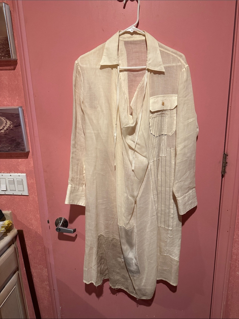 Yohji Yamamoto Cream Lightweight Sheer Swim Coverup